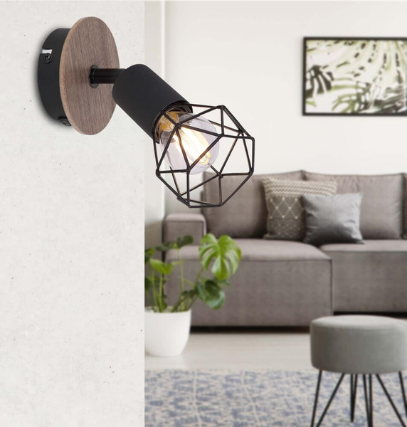 Ścienna lampa z regulacją Xara 54802S-1H czarna drewno