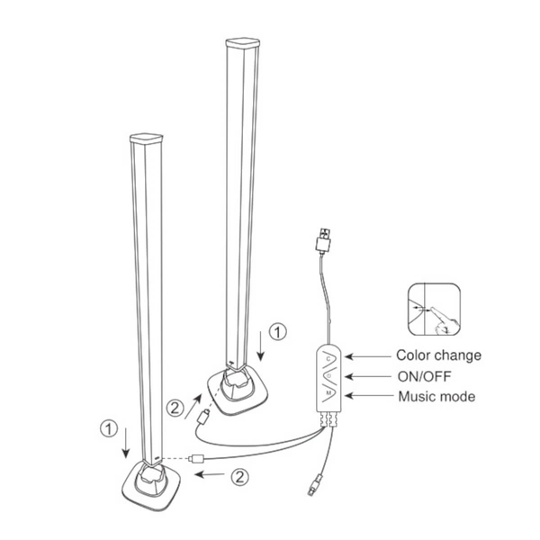 Zestaw dwóch lamp stojących Boy R55392102 RL Light LED 5W RGB słupki czarny