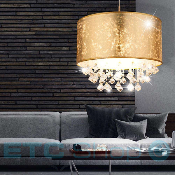 LAMPA wisząca AMY 15187H3 Globo okrągła OPRAWA abażurowa ZWIS z kryształkami glamour crystal złoty