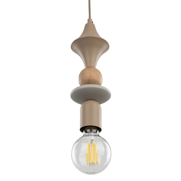 Drewniana lampa sufitowa zwis Tower Sabia Wood 10959 geometryczna beżowy