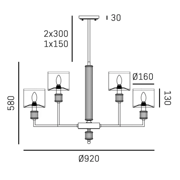 Lampa wisząca żyrandol SUTTON biała złota błyszcząca metalowa szklana E14 9p P09378AU-WH