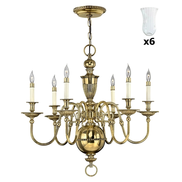 Żyrandol Cambridge HK-CAMBRIDGE6+6xGS641 Hinkley szklane klosze mosiądz