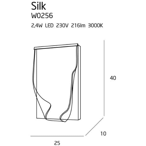 Salonowy kinkiet designerski SILK W0256 Maxlight LED 2,4W 3000K stal chrom
