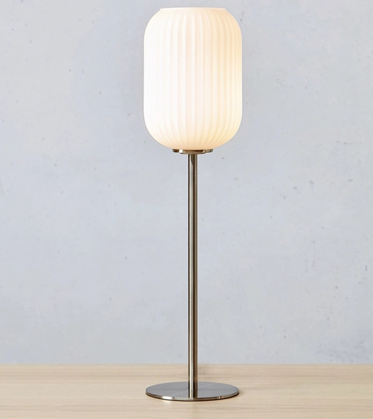 Szklana lampa na stół Cava 108561 Markslojd szklany klosz biały nikiel