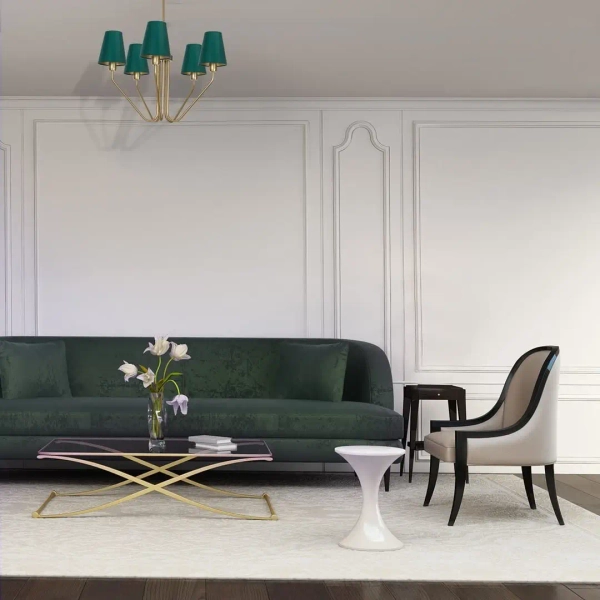 Żyrandol do sypialni VICTORIA MLP4908 tkaninowy zielony mosiądz