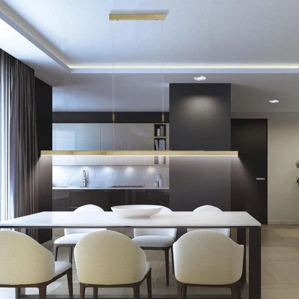 Wisząca lampa ADRIANA mosiądz LED 45W 2700-5000K do jadalni belka listwa podłużna 2568-60