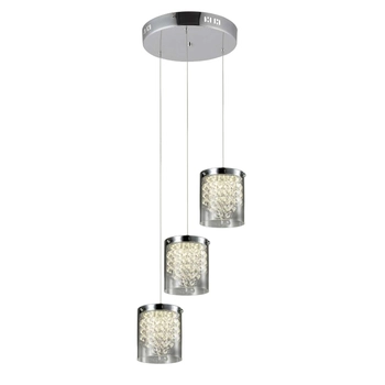 LAMPA wisząca CANTOS LP-1114/3C Light Prestige szklana OPRAWA zwis LED 18W 4000K kaskada kryształki crystal przezroczyste
