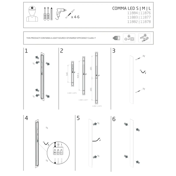 Metalowa lampa ścienna COMMA 11878 LED 34W 3000K czarna