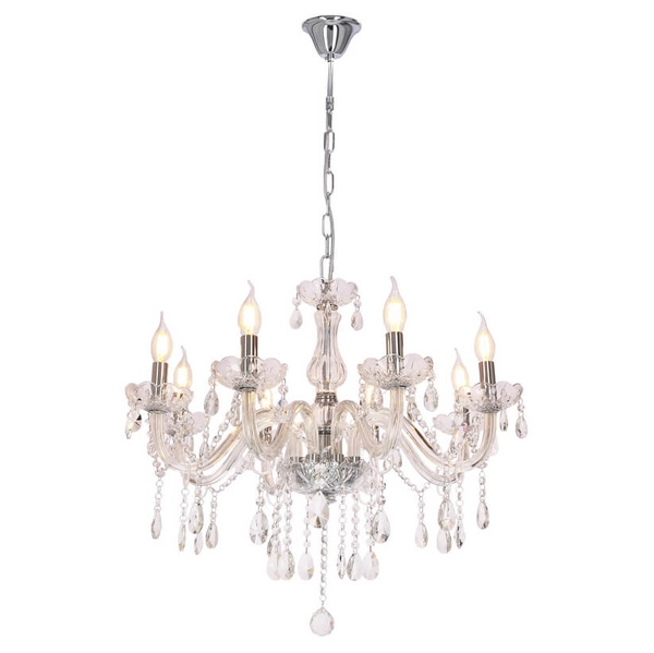 Lampa zawieszana Cristallo 38-30337 kryształowa chrom transparentna