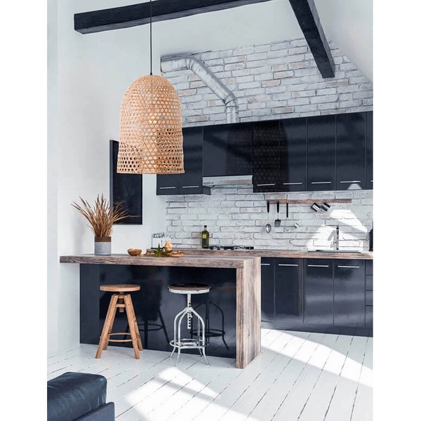 Bambusowa lampa wisząca Palmar LE42123 do kuchni beżowa