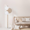 Ekologiczna lampa stojąca do salonu Pulse 5960 okręgi drewniana biała