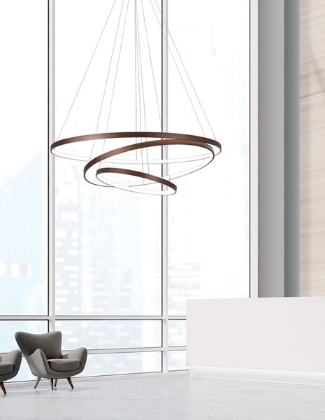 Okrągła lampa wisząca Banda nad stół LED 111W 3000K brązowa