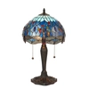 Stojąca lampka witrażowa Dragonfly 64090 Interiors Tiffany ważka kolorowy czarny