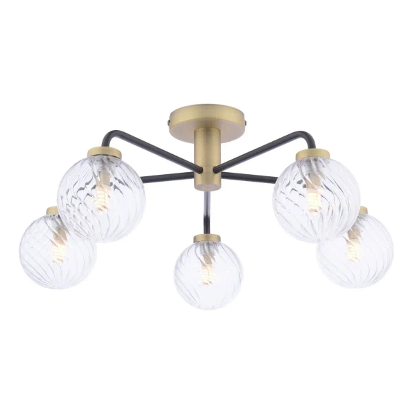 Szklana lampa sufitowa Layney LAI5454-03 kule mosiądz czarne