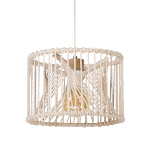 Wisząca lampa skandynawska REVE 184617174 okrągła pleciony boho kremowy