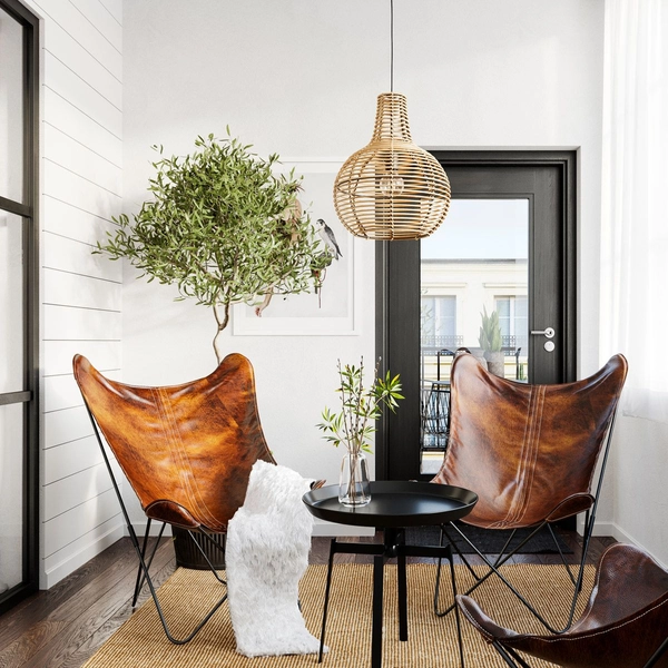 Kulista lampa wisząca Granada rattanowy zwis boho nad stół