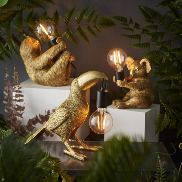 Designerska lampka nocna L&-195077 Light& ptak złota czarna