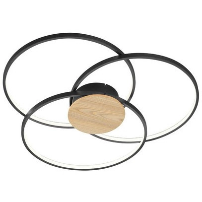 LAMPA sufitowa SEDONA 673210332 Trio metalowa OPRAWA okręgi LED 40W 3000K rings czarne drewno