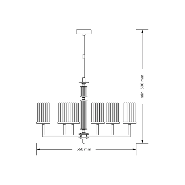 Żyrandol do sypialni Artu Ryfel ART-ZW-6 (N) R szklany tuby nikiel