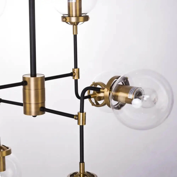 Industrialna lampa sufitowa Boston molekuły czarna mosiądz