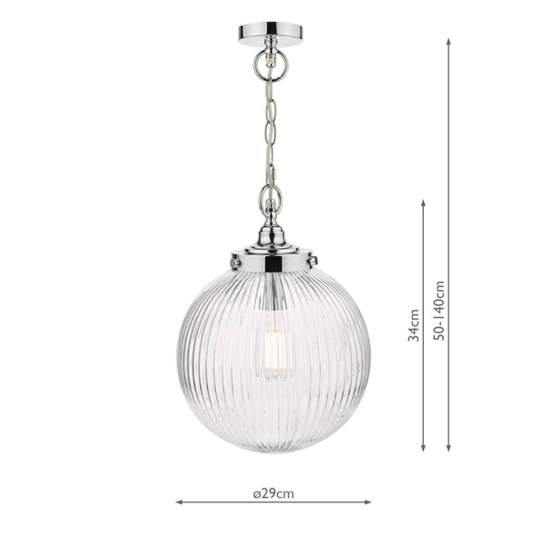 Wisząca lampa kulista Tamara TAM0150-IP44 szklana na łańcuchu IP44 chrom