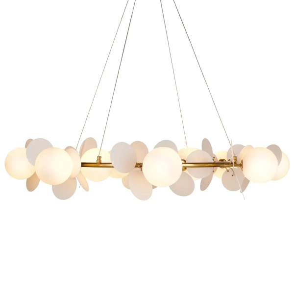 Żyrandol glamour CHIC ST-DL-2969 pierścień do salonu biały złoty