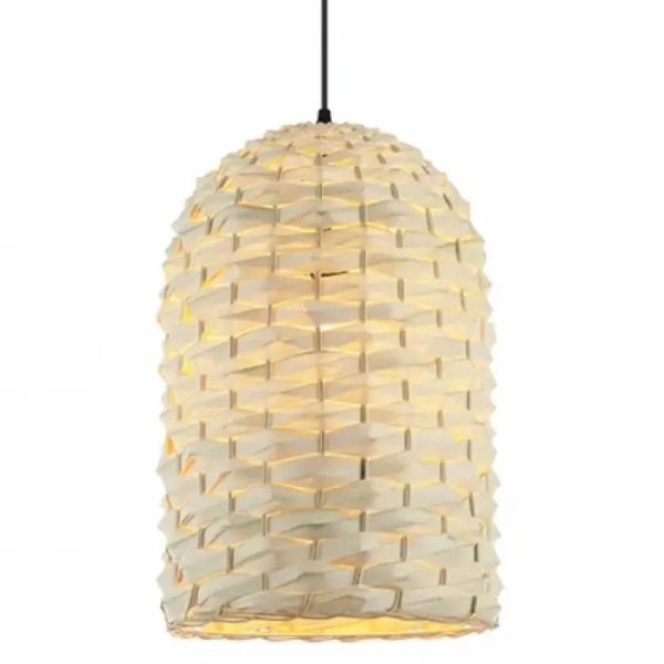 Abażurowa zwisająca lampa 20152 bambusowa regulowana beżowy