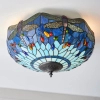 Szklana lampa sufitowa Dragonfly 70722 witrażowa do sypialni niebieska