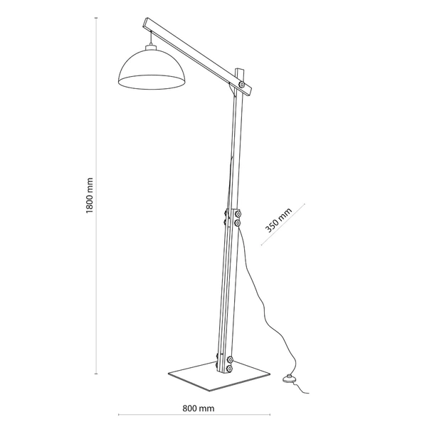 Stojąca lampa skandynawska regulowana Boho 5582 TK Lighting drewniana czarna