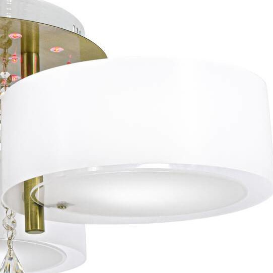 Abażurowa LAMPA sufitowa DRS8006/3 21QG Elem glamour OPRAWA z kryształkami do jadalni biała mosiądz