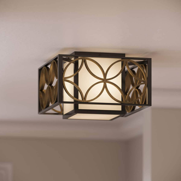 Przysufitowa lampa Remy FE-REMY-F Feiss kwadratowa brązowy złoty