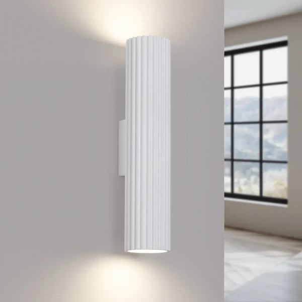 Podłużna lampa ścienna KARBON SL.1539 ryflowana tuba biała