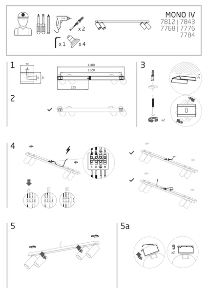 Kierunkowa lampa nowoczesna Mono 7776 metalowe tuby białe złote