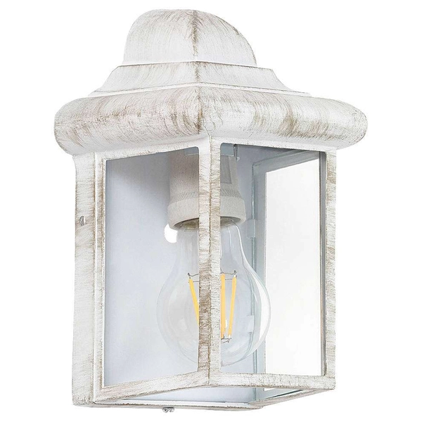 Zewnętrzna LAMPA ścienna NORVICH 8753 Rabalux ogrodowa OPRAWA elewacyjny kinkiet outdoor IP43 antyczny biały przezroczysty