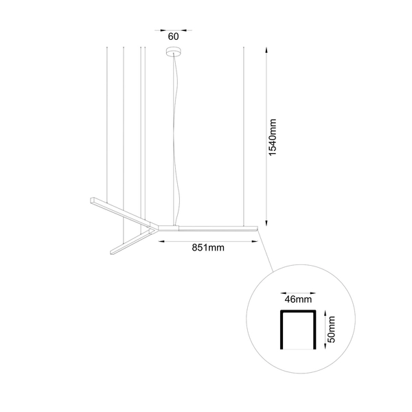 Potrójna lampa zwisająca Trikal 5221 LED 30W 3000K śmigło czarny
