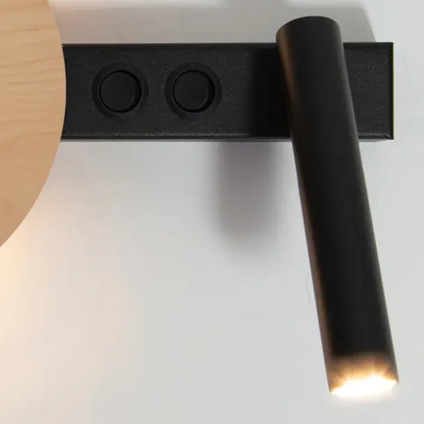 Ścienny kinkiet Hotel Mood 41365 z włącznikiem na listwie czarny drewniany