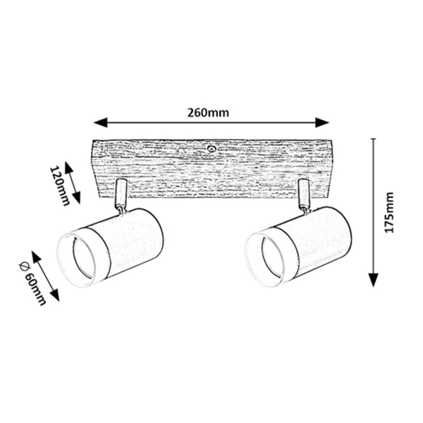 Lampa sufitowa Toras 73122 Rabalux podwójna regulowana drewniana czarna