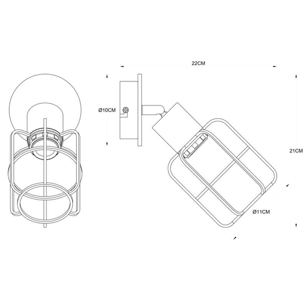 Ścienna lampa druciana Willa 54037-1 do salonu czarna drewno