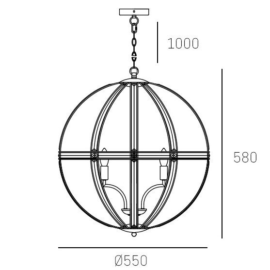 Industrialna LAMPA wisząca ORLANDO P05735CH Cosmolight kulisty zwis świecznikowy na łańcuchu chrom