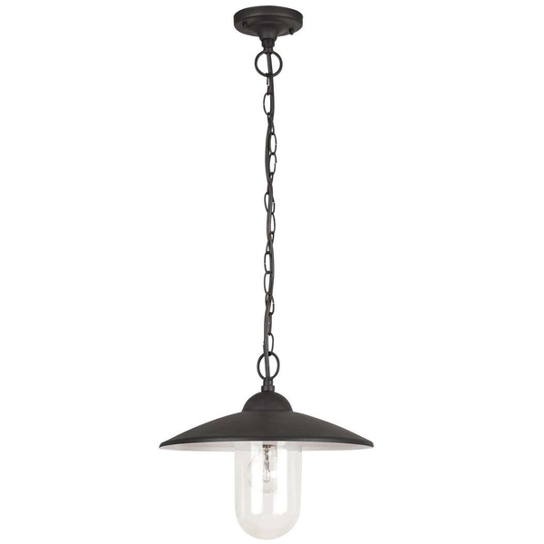 Ogrodowa LAMPA wisząca VIGO 8687 Rabalux metalowa OPRAWA kopuła ZWIS industrialny IP44 czarny matowy biały przezroczysty