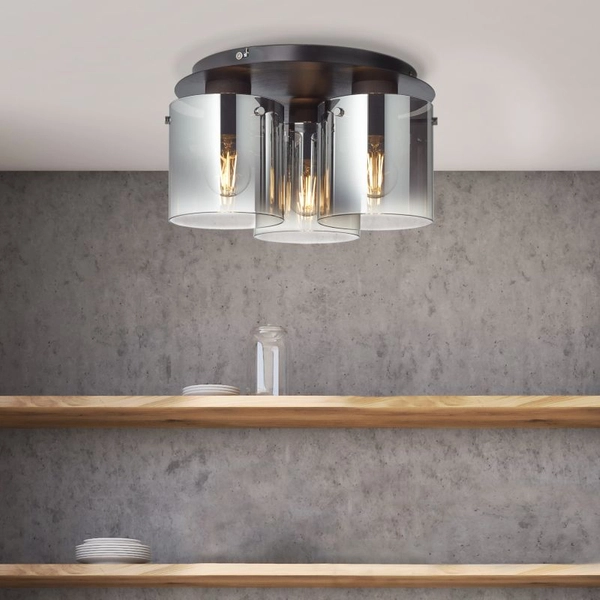 Sufitowa lampa 3-punktowa Beth 75593/20 szkło dymione czarna
