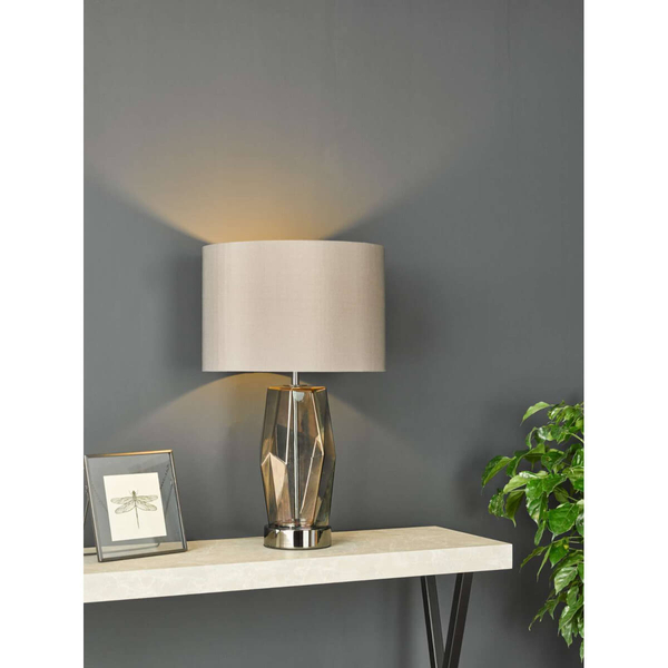 Nocna lampa szklana Mubina MUB4308 polerowany czarny chrom przydymiony