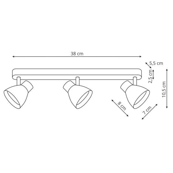 Potrójna natynkowa lampa Dravo LP-9523/3WS WH na belce biały