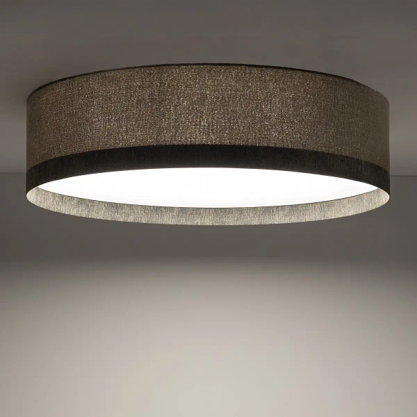 Okrągły plafon do jadalni LAGO 11681 tuba tkanina szary