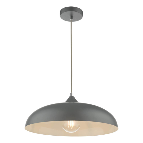Metalowa lampa wisząca Kaelan KAE0137 kopułowa szara