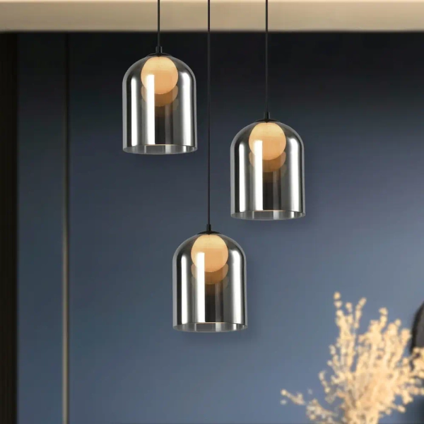 Szklana wisząca lampa Klea 31-38340 szklana na korytarz grafitowa