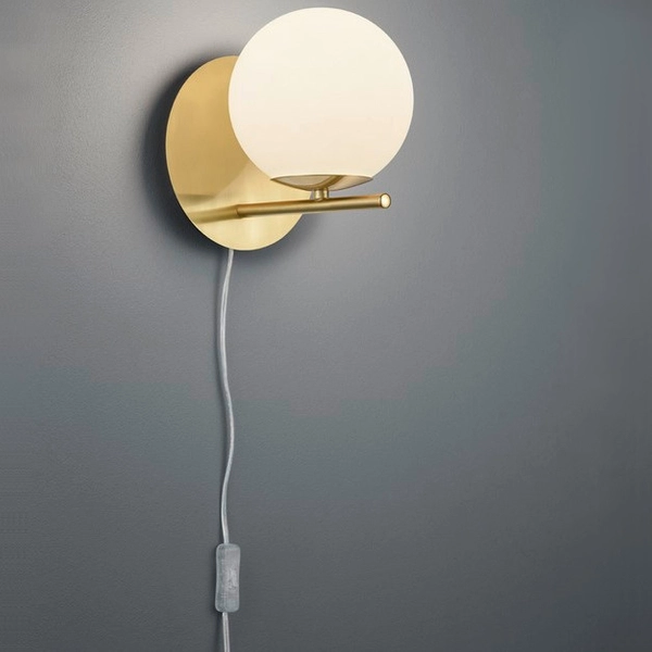 Loftowa LAMPA ścienna NYXIS DL108202000 Trio szklana OPRAWA kinkiet kula mosiądz biała