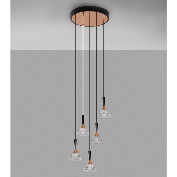 Kaskadowa lampa wisząca GUAY LE44215 LED 30W 3000K stożki czarna złota