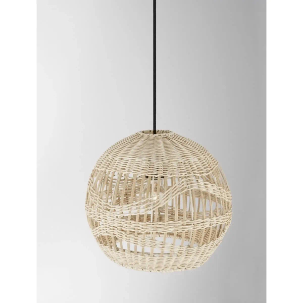 Rattanowa lampa wisząca REYNOSA LE42945 kulista beżowa czarna
