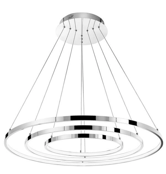 Srebrna lampa wisząca Lobos pierścienie LED 135W 3000K salonowe